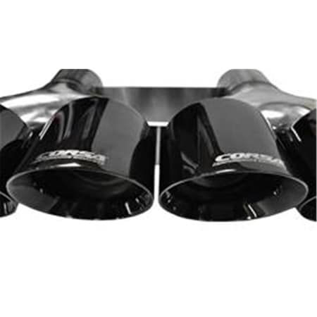 Corsa Exhaust 4.5 in. Angle Cut Dual Clamp-On Exhaust Tip, Polished Black 14062BLK